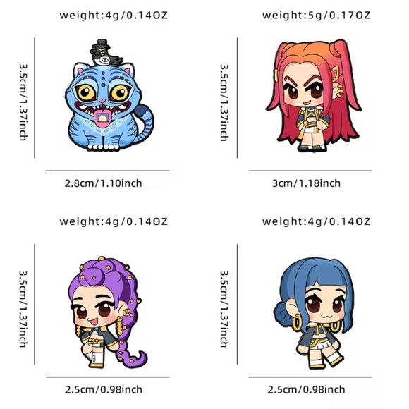 4 Pcs Enamel Pins Kpop Demon Hunters Huntrix Rumi Zoey Mira - Picture 3 of 4